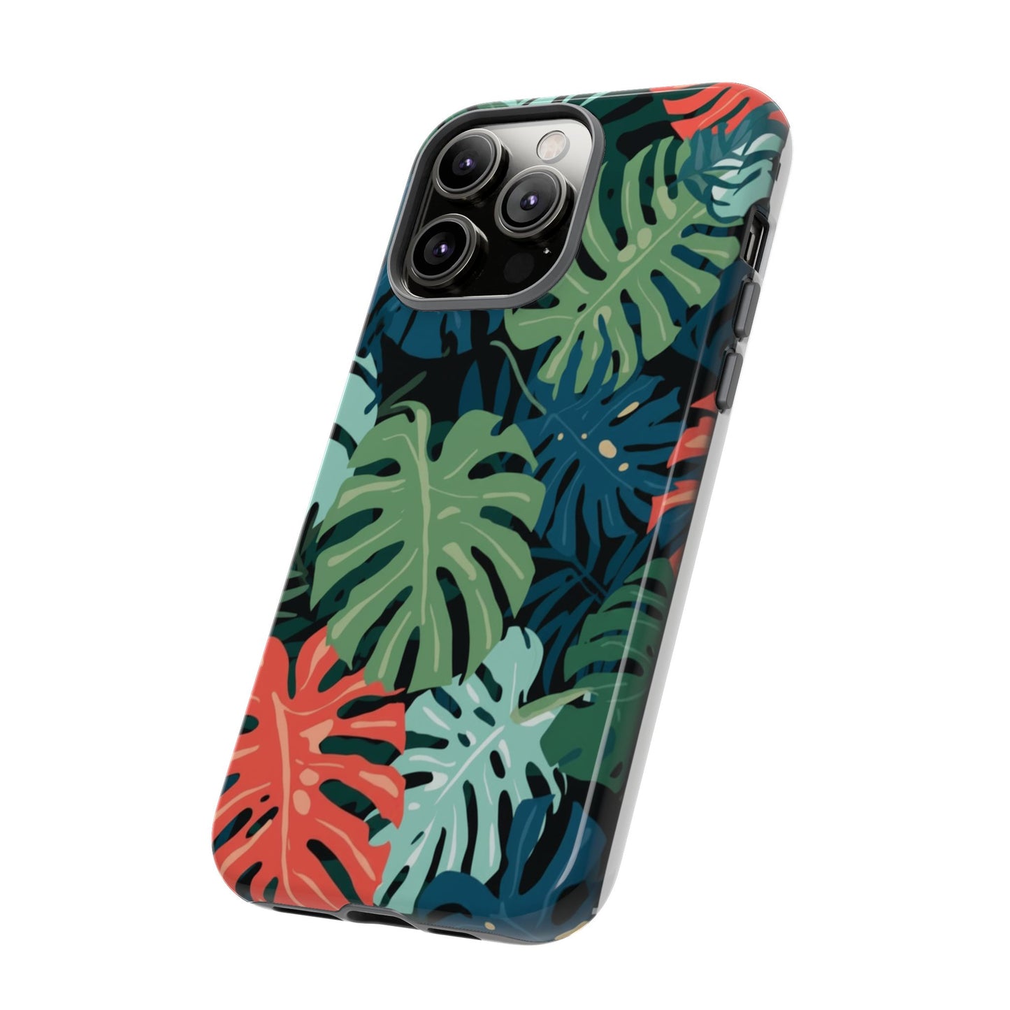Tropical Monstera Phone Case — Colorful Leaf Protective Tough Case
