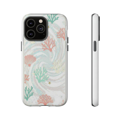 Seafoam Coral Tough Phone Case - Pastel Ocean Wave Design
