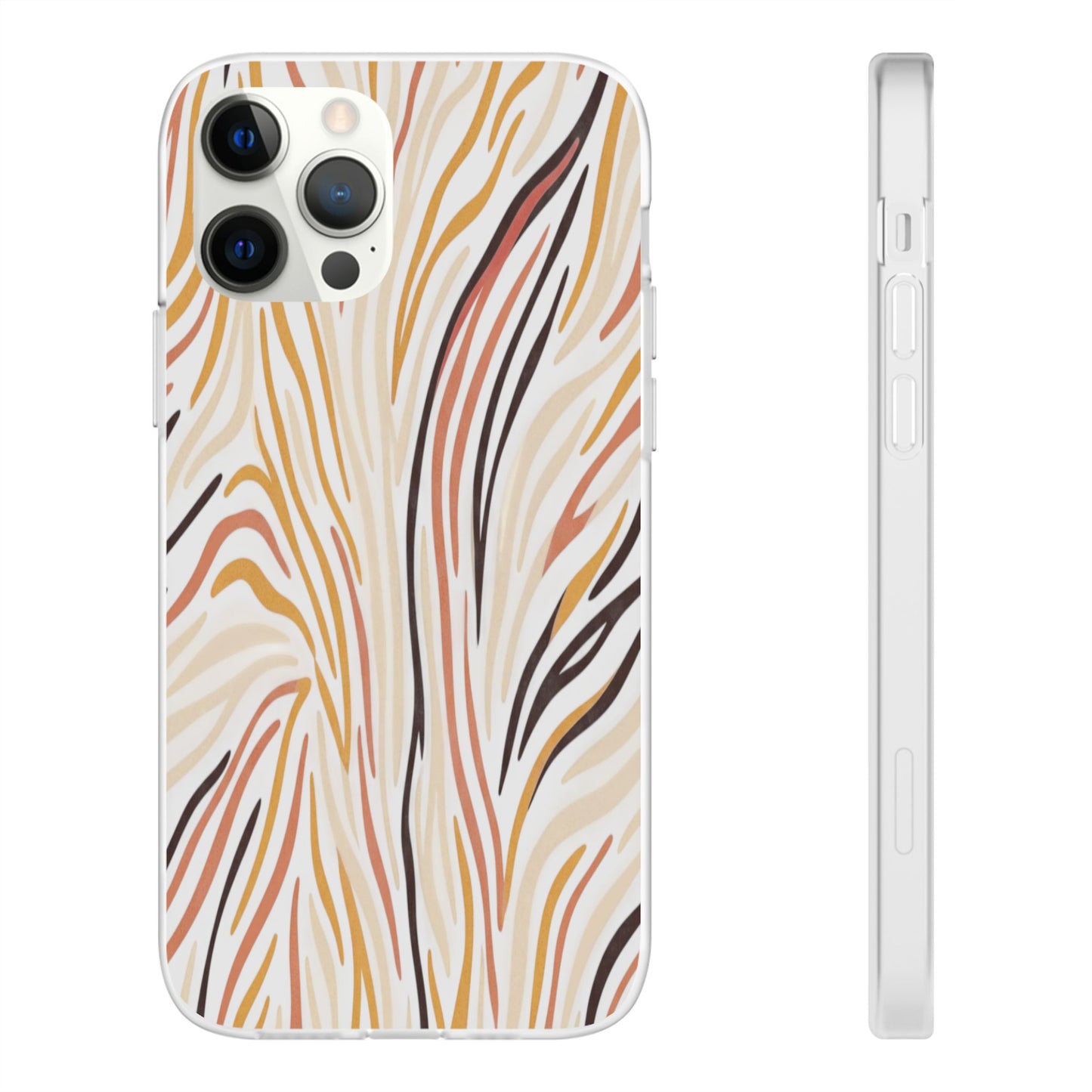 Marbled Neutral Stripe Phone Case — Abstract Beige & Terracotta Flexi Case