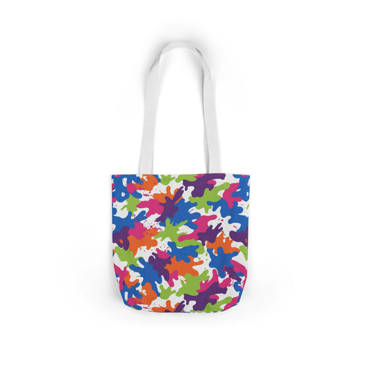 Bright Rainbow Camo Canvas Tote Bag - Colorful Camouflage Shoulder Bag
