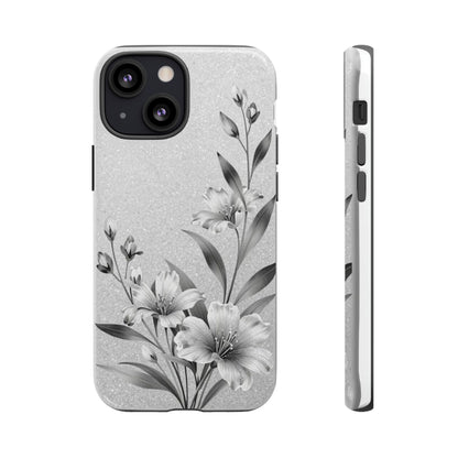 Floral Monochrome Phone Case — Elegant Black & White Lily Design