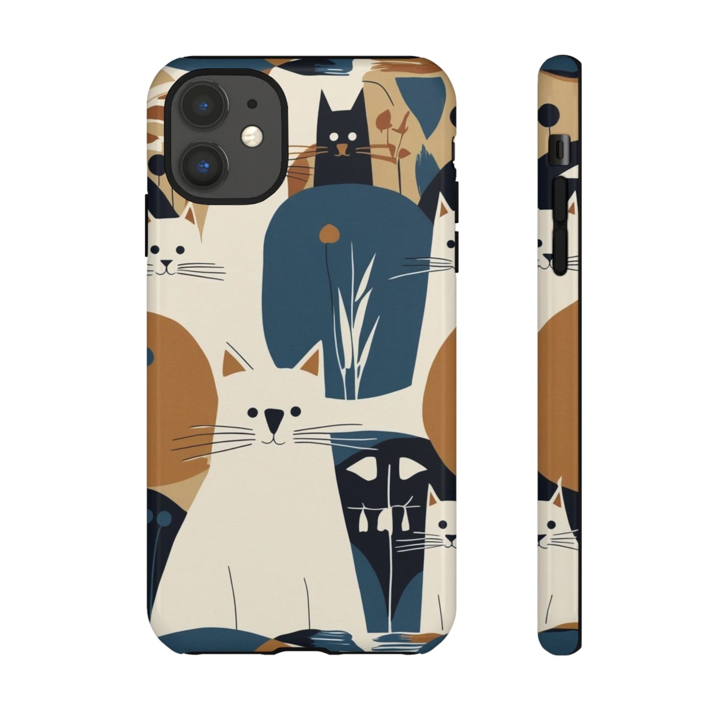 Cat Pattern Phone Case – Retro Abstract Cats Protective iPhone Cover