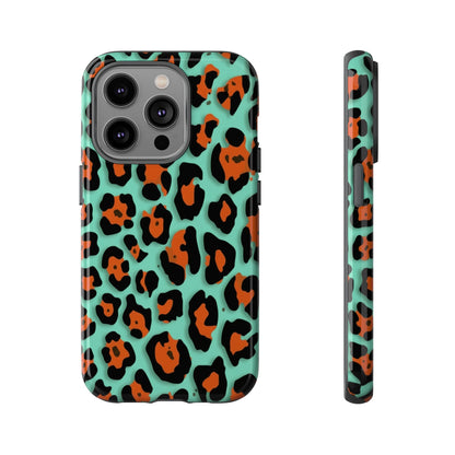 Teal & Rust Leopard Phone Case — Tough Protective Animal Print