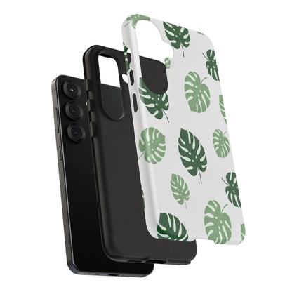 Monstera Leaf Phone Case — Tropical Green Pattern Tough Case