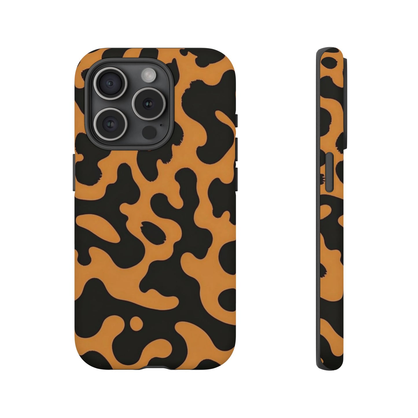 Leopard Print Phone Case — Orange & Black Tough Pattern Protective Cover