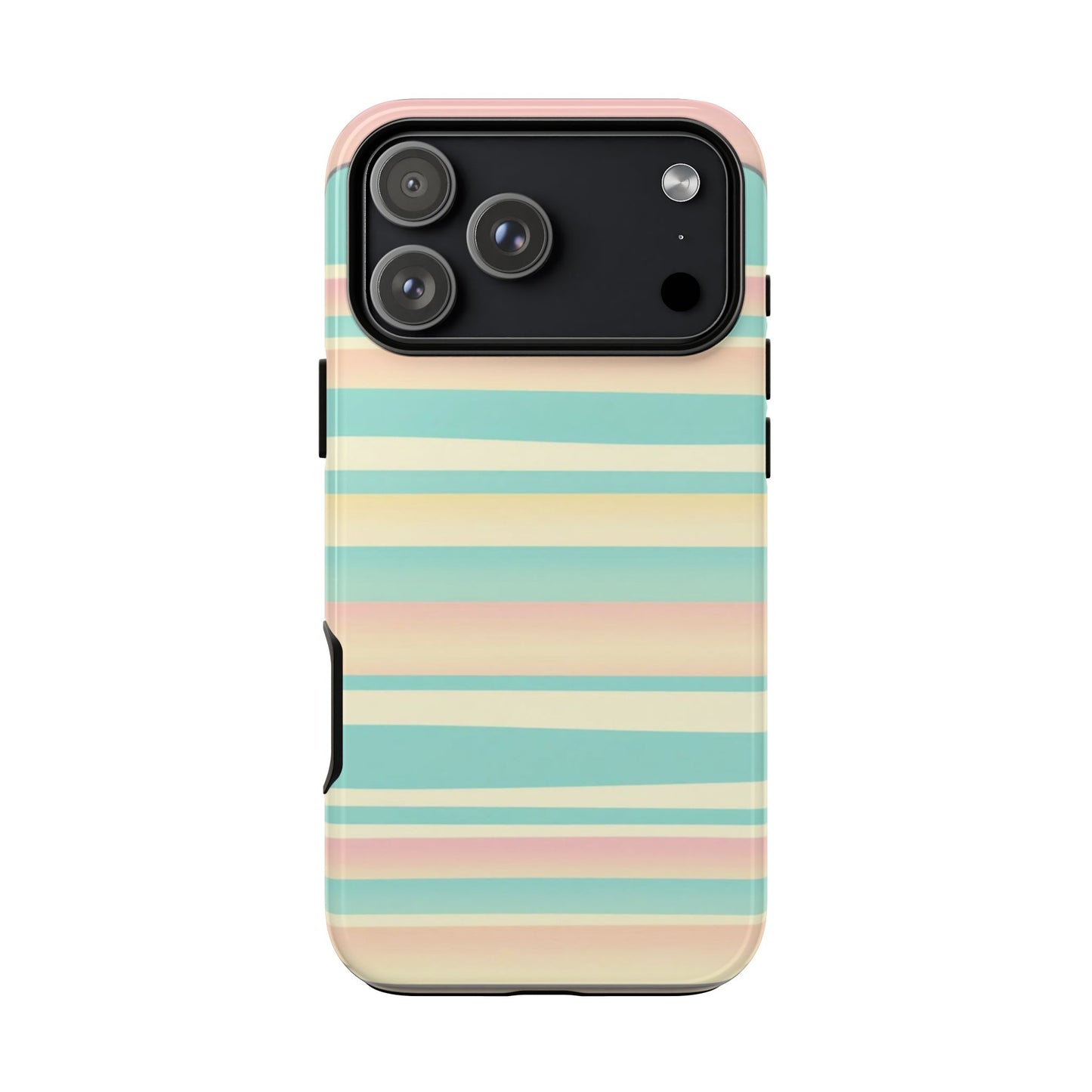 Pastel Striped Tough Phone Case — Mint, Peach & Cream Protective Cover
