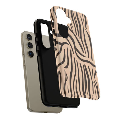 Zebra Stripe Tough Phone Case – Neutral Animal Print Protective Cover