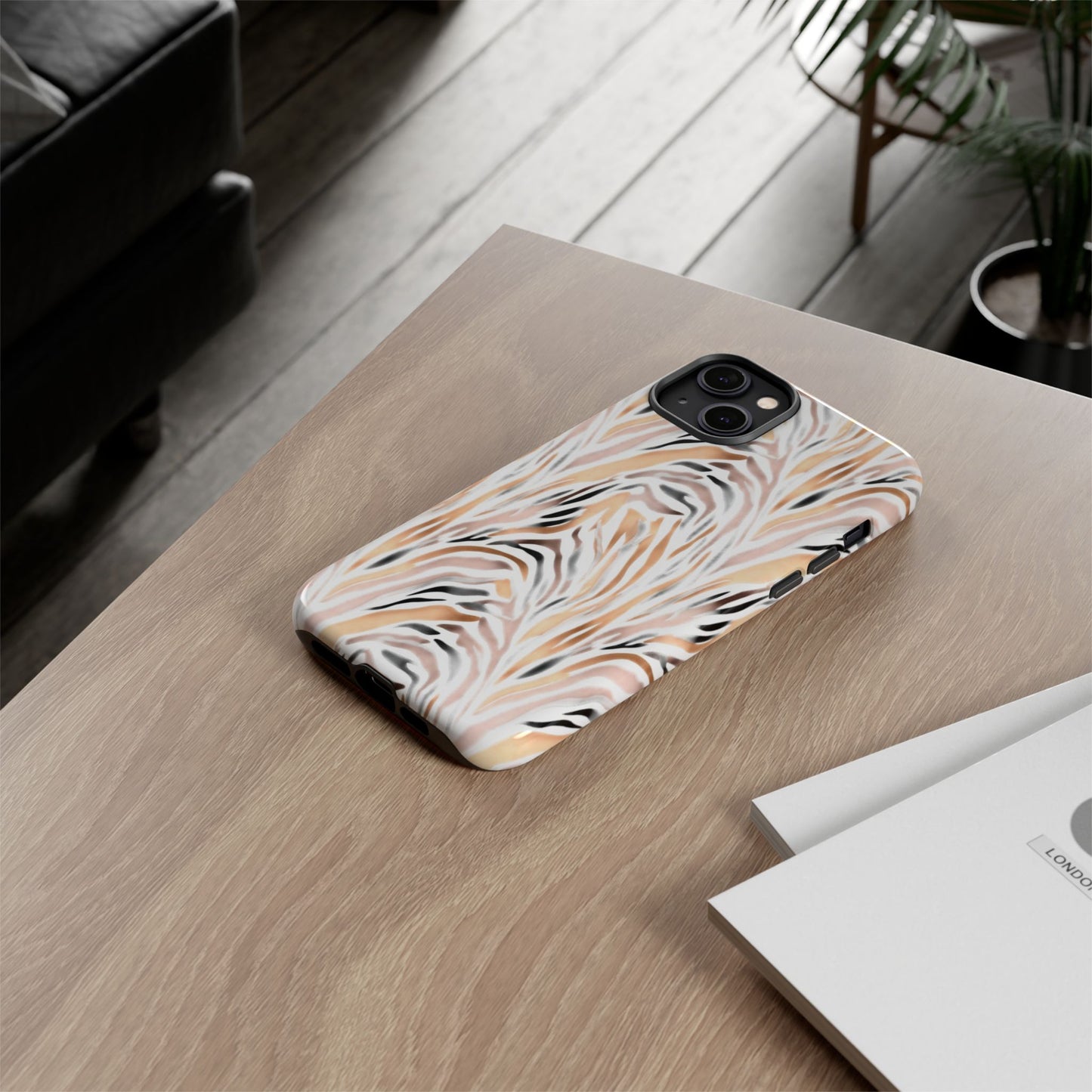 Tough Case — Neutral Watercolor Tiger Stripe Phone Case