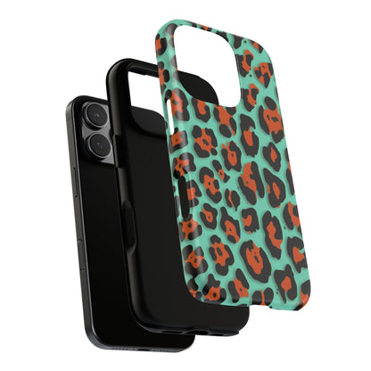 Teal & Rust Leopard Phone Case — Tough Protective Animal Print