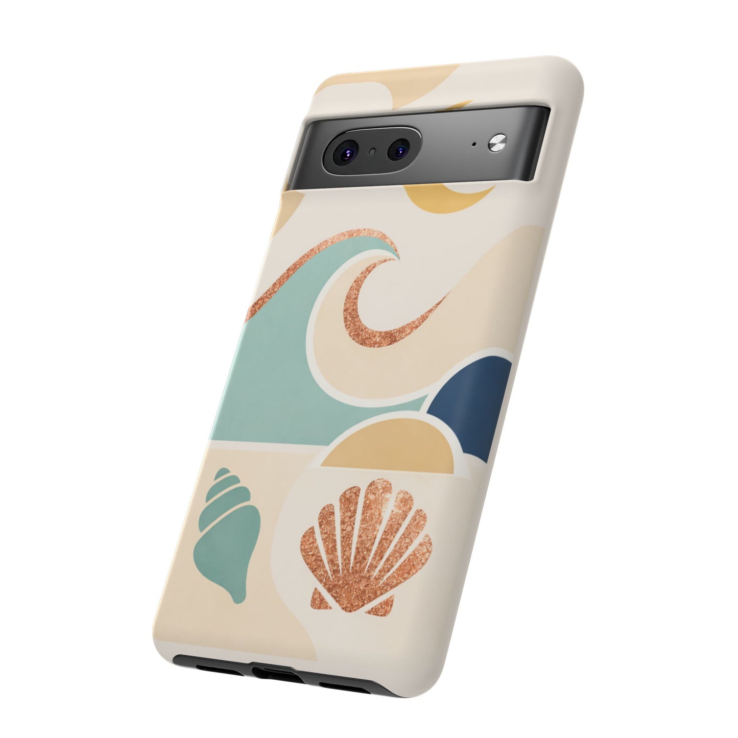 Sea Breeze Tough Phone Case — Retro Waves & Shells Design