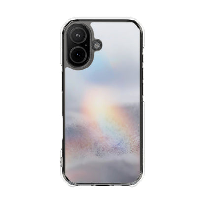 Clear Magnetic Impact Phone Case — Shockproof Transparent Case with Holographic Rainbow Accent