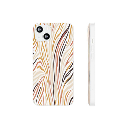 Marbled Neutral Stripe Phone Case — Abstract Beige & Terracotta Flexi Case