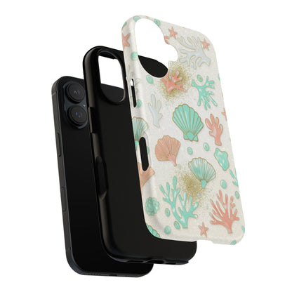Seashell Coral Phone Case — Pastel Beach Shells Protective Tough Case