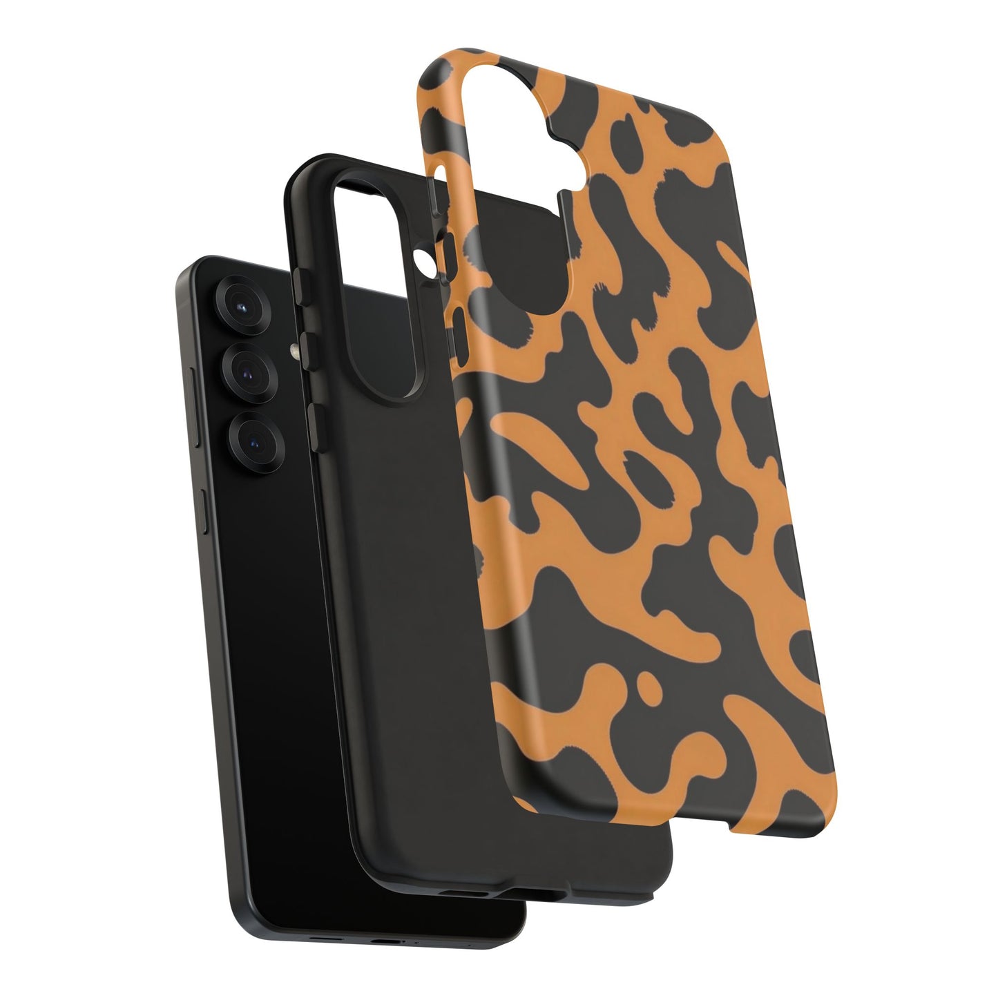 Leopard Print Phone Case — Orange & Black Tough Pattern Protective Cover