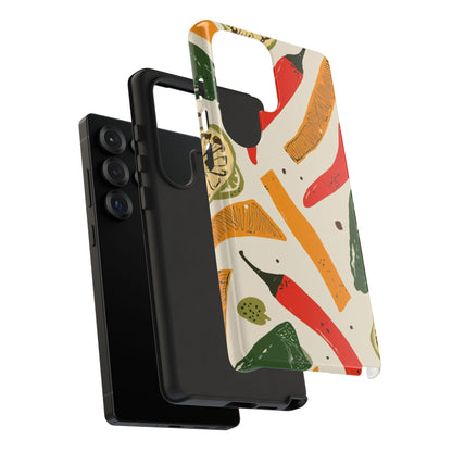 Spicy Peppers Phone Case – Colorful Chili, Lime & Citrus Pattern