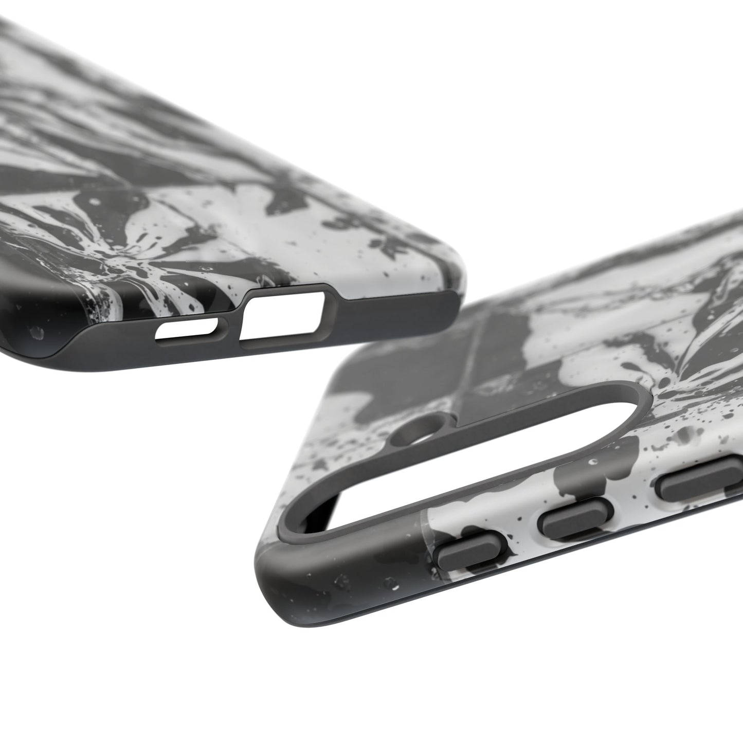 Monochrome Tile Floral Tough Phone Case