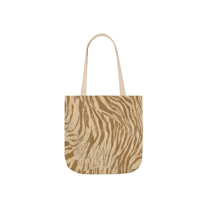 Zebra Print Canvas Tote Bag — Neutral Safari Shopper