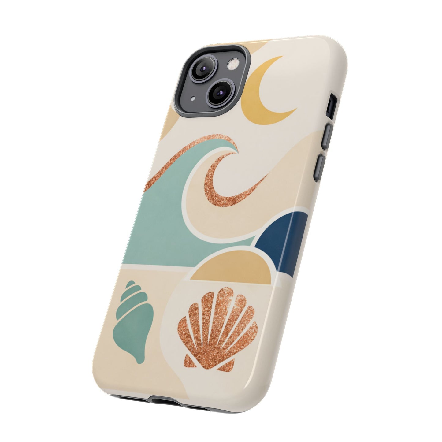 Sea Breeze Tough Phone Case — Retro Waves & Shells Design