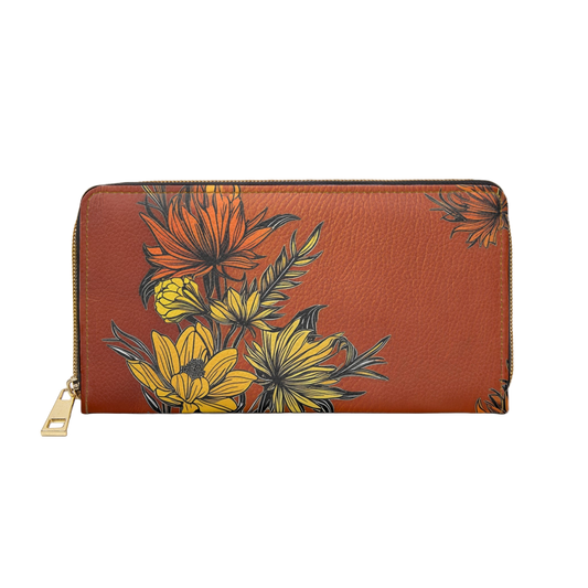 Women's Rust Botanical Wallet - Vegan Leather