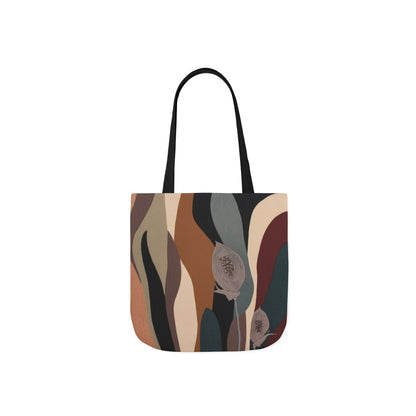 Abstract Floral Canvas Tote — Earth Tone Boho Market Bag