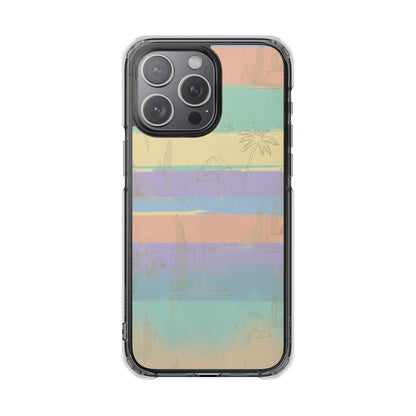 Pastel Stripe Clear Magnetic Impact Phone Case — Retro Beach Vibes