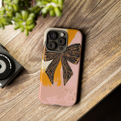 Bow Brushstroke Tough Phone Case — Pink & Mustard