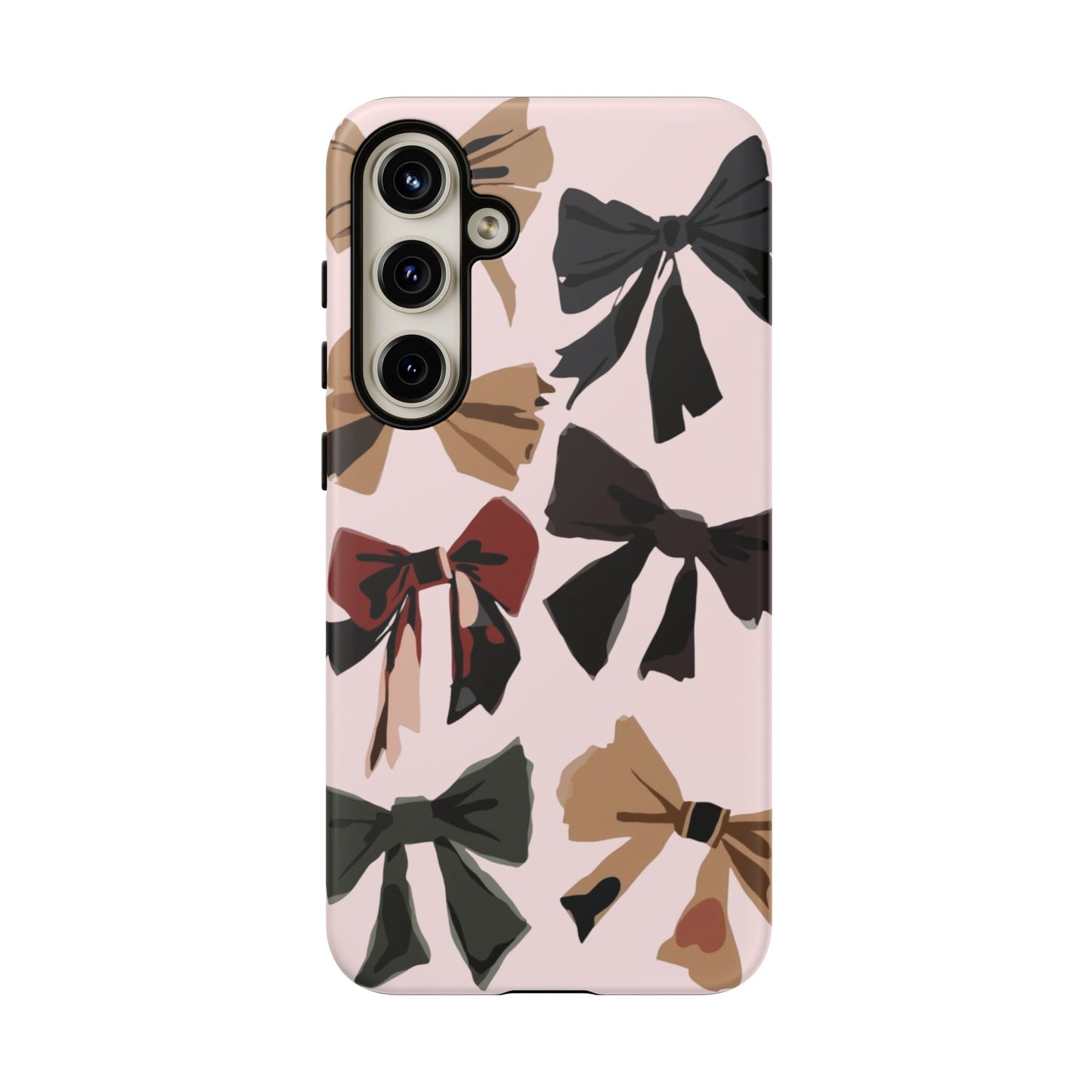 Bow Pattern Phone Case - Pink, Brown & Black Bows Protective Cover