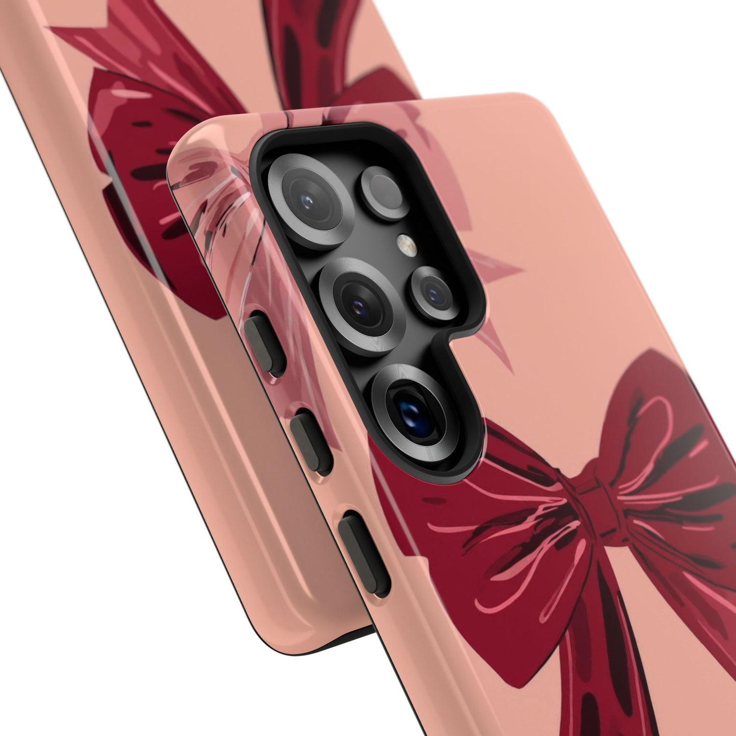 Bow Pattern Tough Phone Case — Pink, Red & Black Decorative Bows
