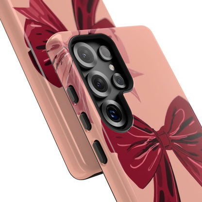 Bow Pattern Tough Phone Case — Pink, Red & Black Decorative Bows