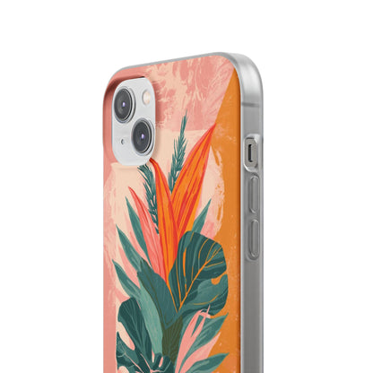 Tropical Botanical Phone Case — Pink & Orange Floral Flexi Case