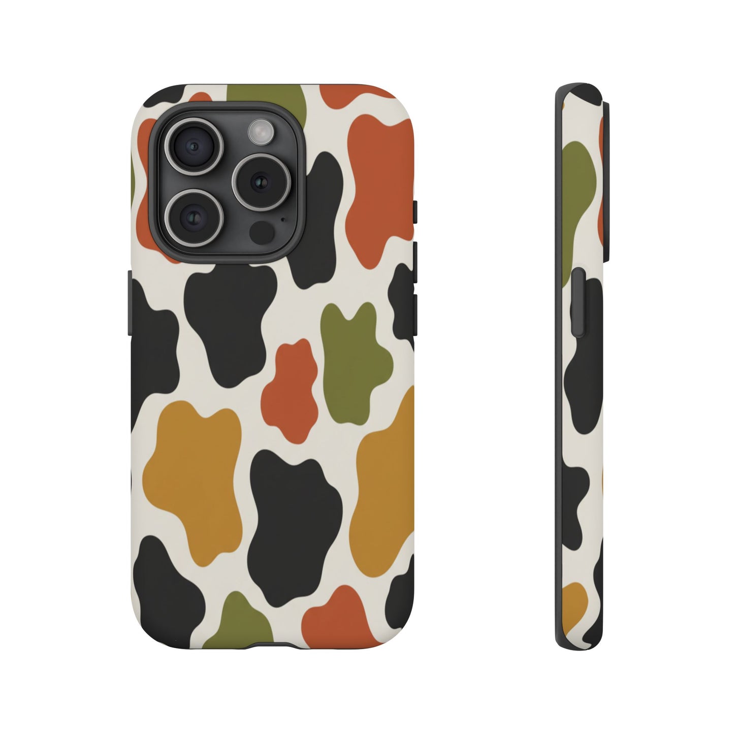 Camouflage Pattern Tough Phone Case – Retro Olive, Rust & Mustard Protective Cover