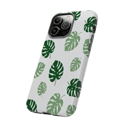 Monstera Leaf Phone Case — Tropical Green Pattern Tough Case