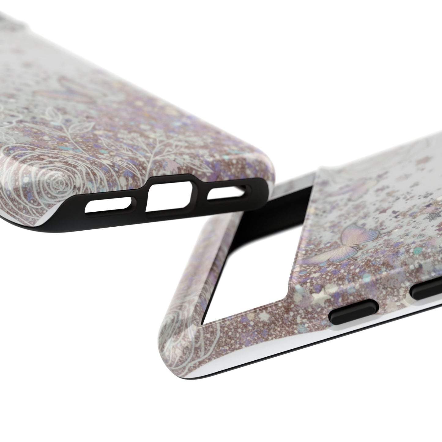 Butterfly Glitter Tough Phone Case — Floral Sparkle Protective Case