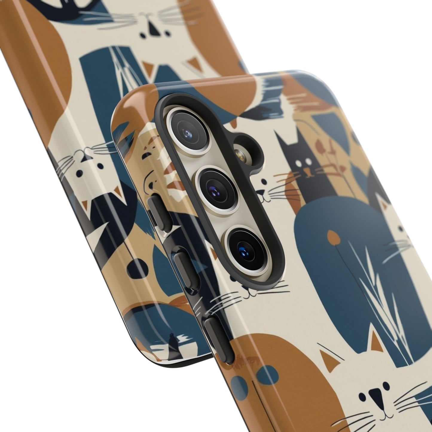 Cat Pattern Phone Case – Retro Abstract Cats Protective iPhone Cover