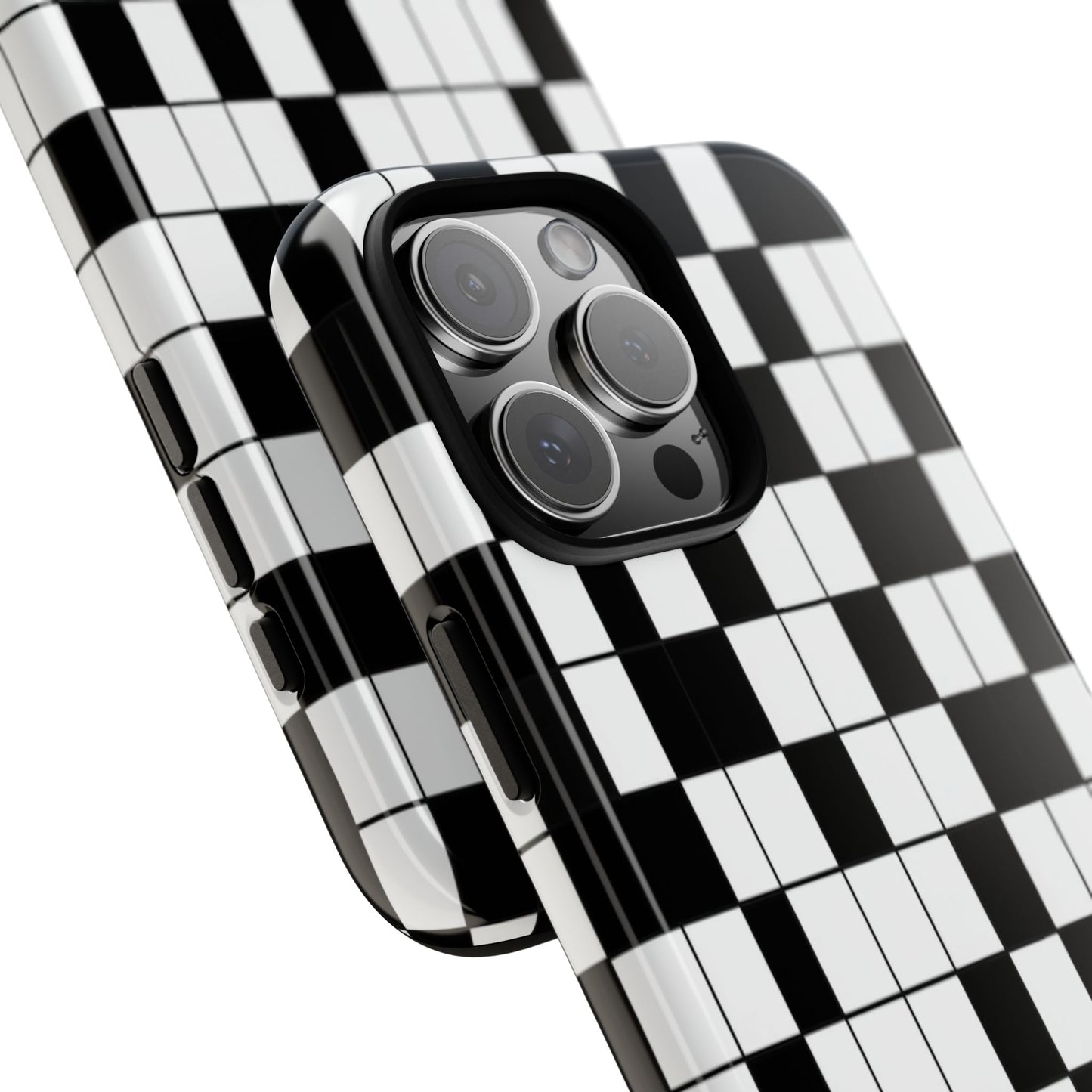 Crossword Grid Phone Case — Black & White Puzzle Pattern Tough Phone Cover
