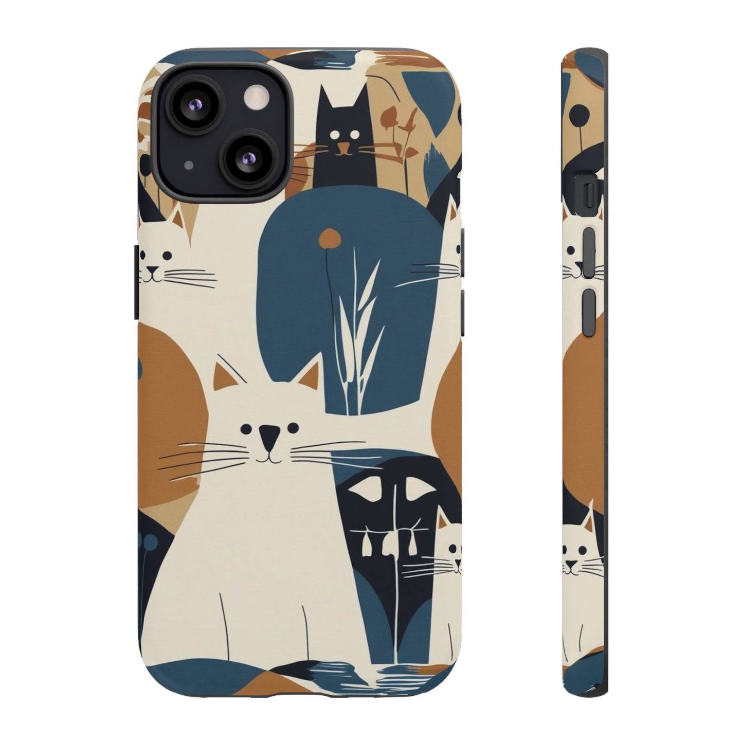 Cat Pattern Phone Case – Retro Abstract Cats Protective iPhone Cover