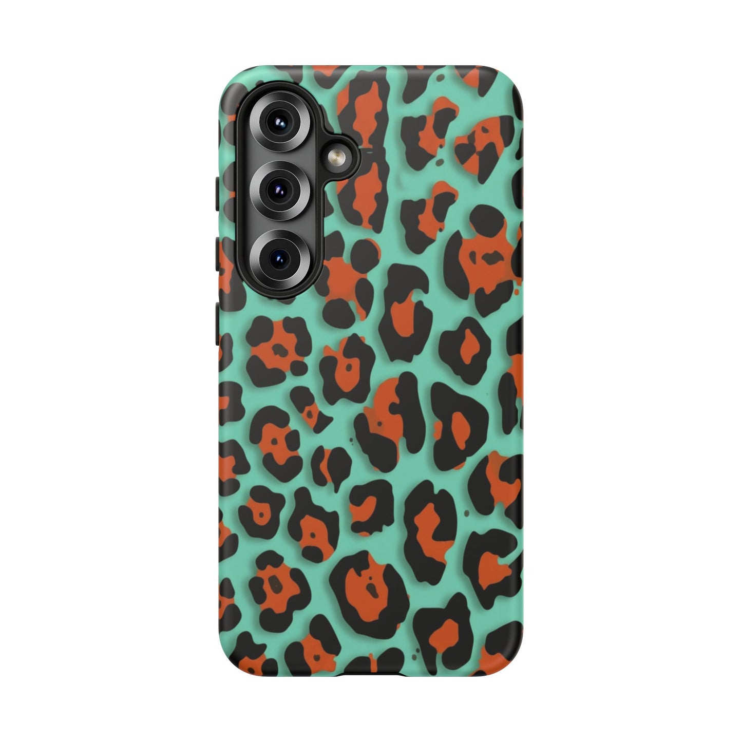 Teal & Rust Leopard Phone Case — Tough Protective Animal Print