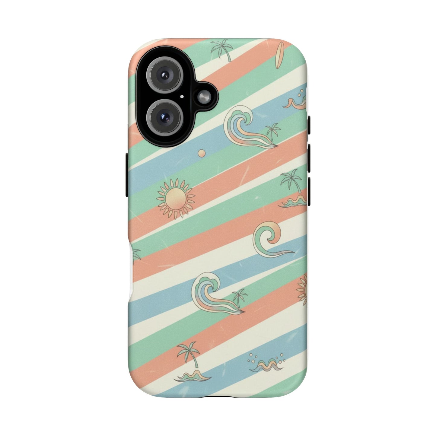 Surf Stripe Tough Phone Case — Retro Beach Waves Pattern