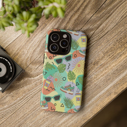 Tropical Summer Phone Case — Retro Sunglasses, Sneakers & Palm Pattern