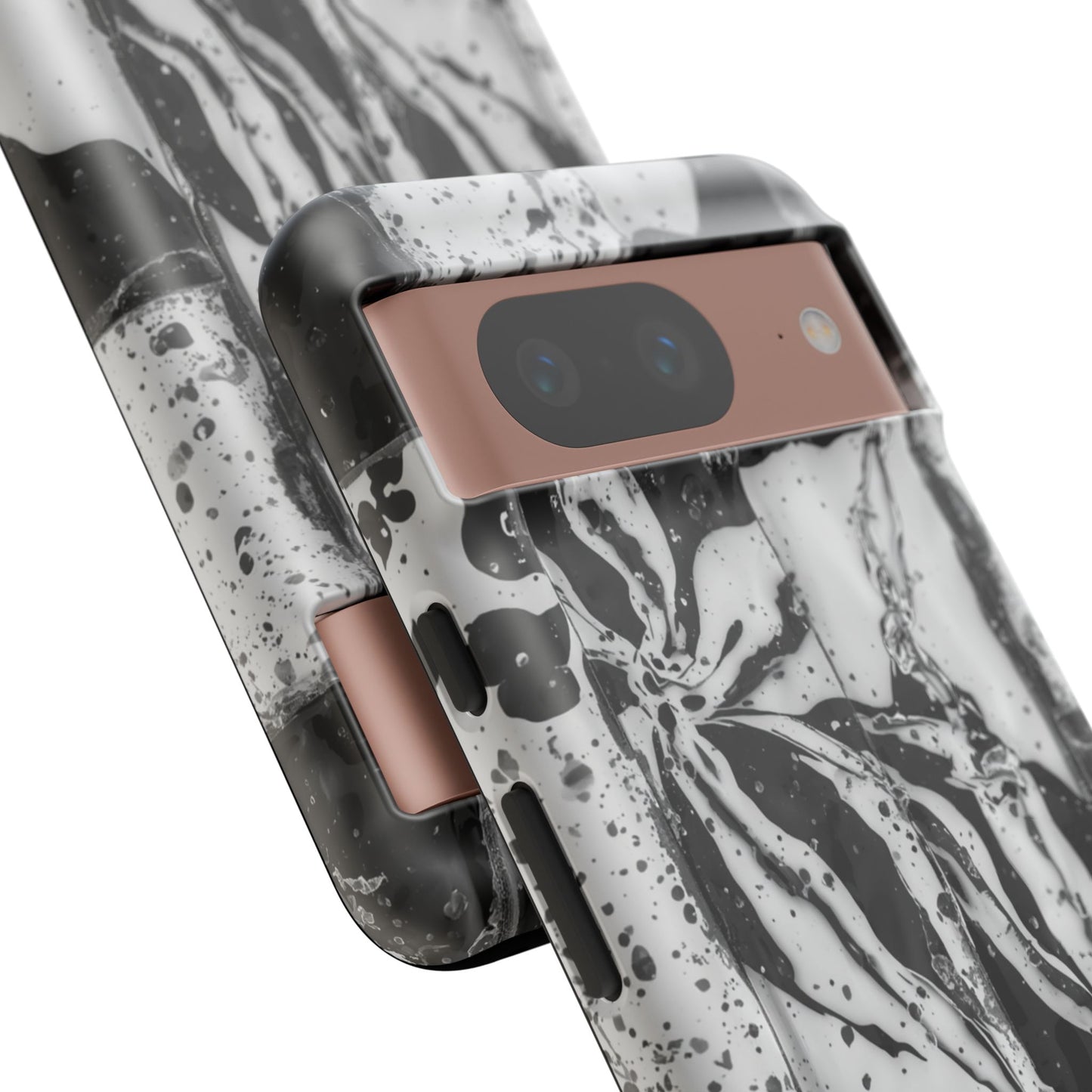 Monochrome Tile Floral Tough Phone Case