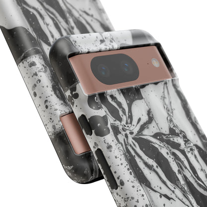 Monochrome Tile Floral Tough Phone Case