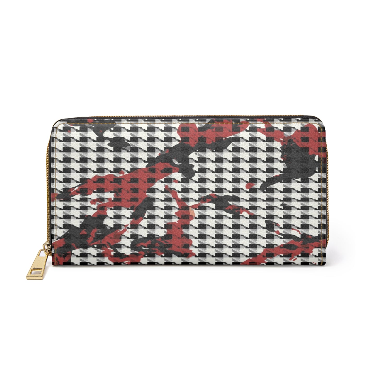 Women's Abstract Print Wallet - Abstract Zippered Checkboard Wallet