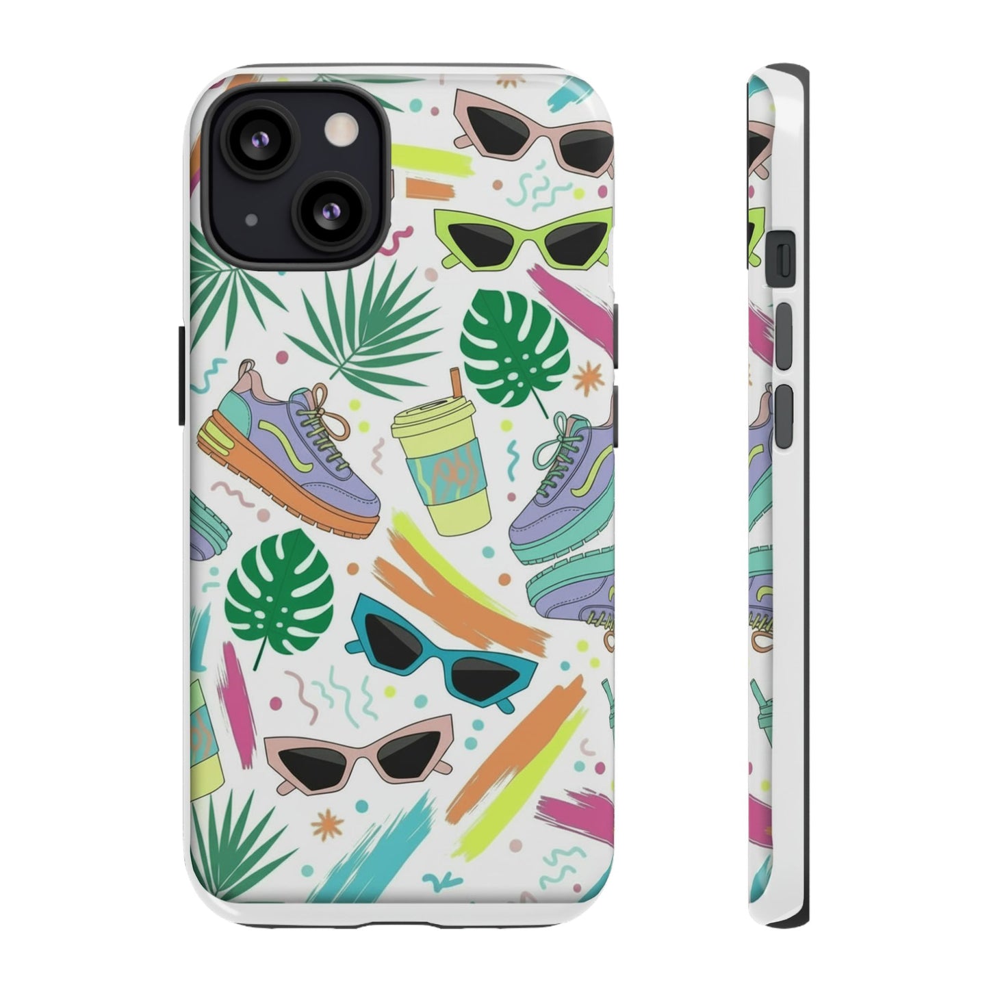 Tough Cases — Colorful Retro Sneakers & Sunglasses Phone Case