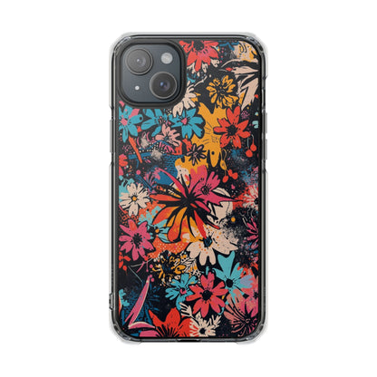 Floral Burst Clear Magnetic Phone Case — Impact-Resistant iPhone Cover