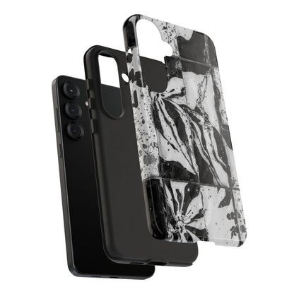 Monochrome Tile Floral Tough Phone Case