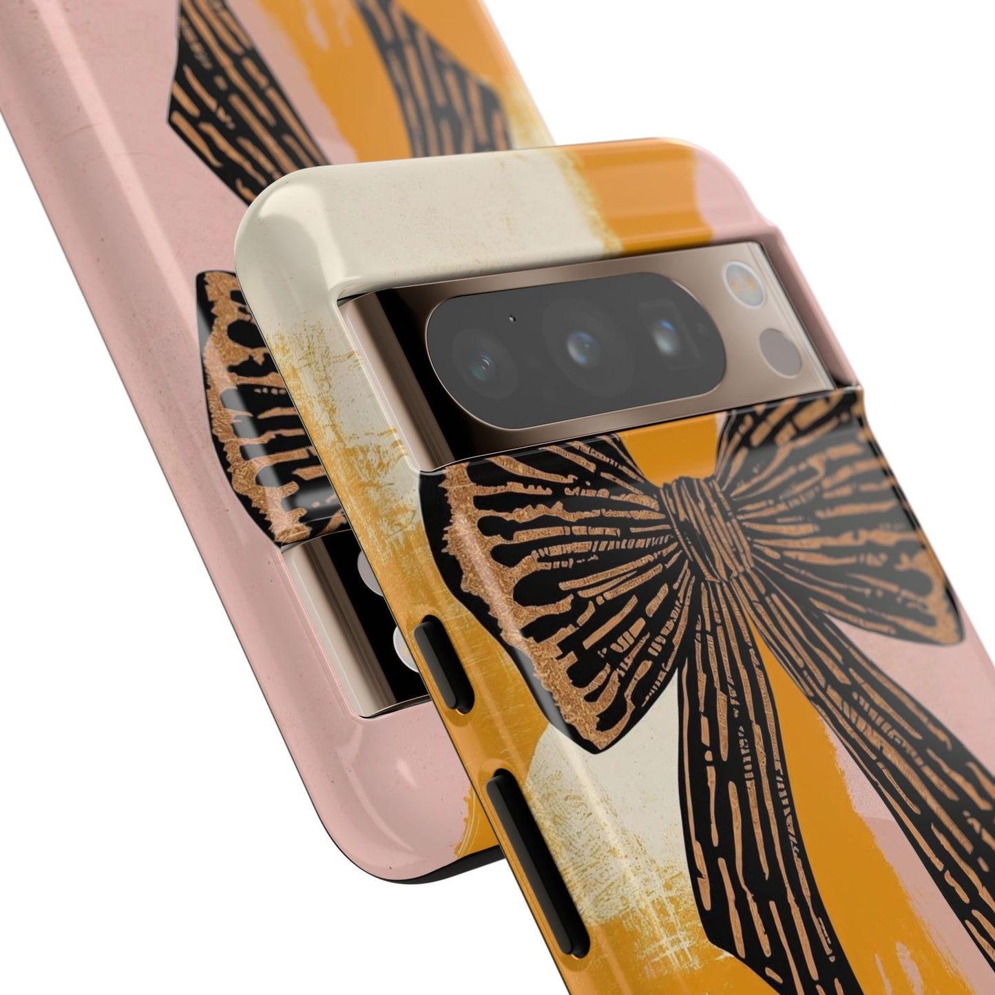 Bow Brushstroke Tough Phone Case — Pink & Mustard
