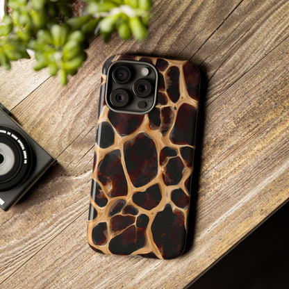 Phone Case — Brown Leather Dot Texture Rugged Protective Cover