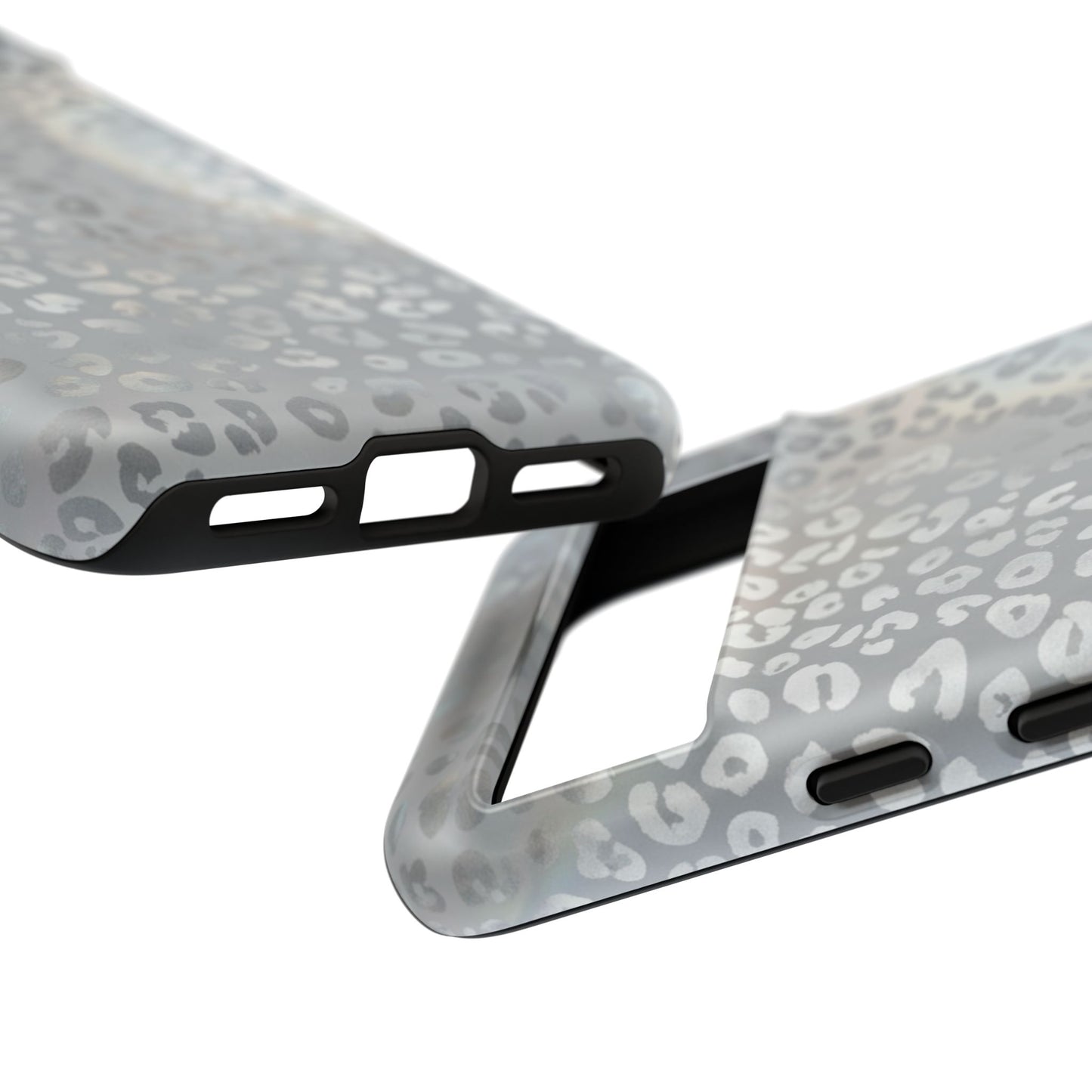 Grey Leopard Print Tough Phone Case — Durable Protective iPhone Cover