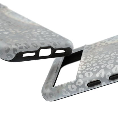 Grey Leopard Print Tough Phone Case — Durable Protective iPhone Cover