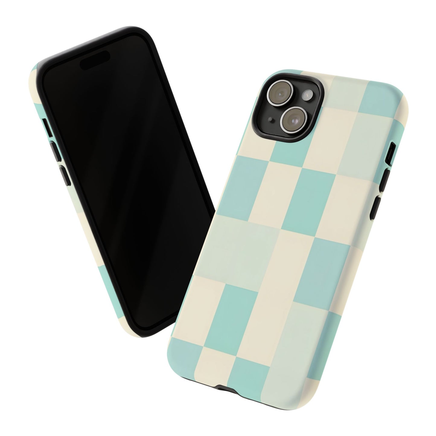 Pastel Checkerboard Tough Case – Mint & Cream Protective Phone Cover